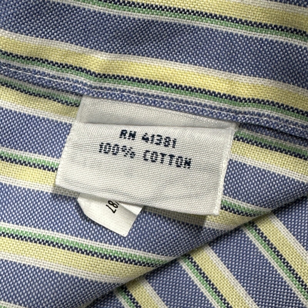 Ralph Lauren Dress Shirt Mens Size 16 1/2 32-33 Blue Yellow Striped Long Sleeve - Picture 5 of 9